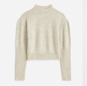 Madewell Alpaca-Blend Mockneck Puff Sleeve Cream Sweater Size Medium Womens NWOT